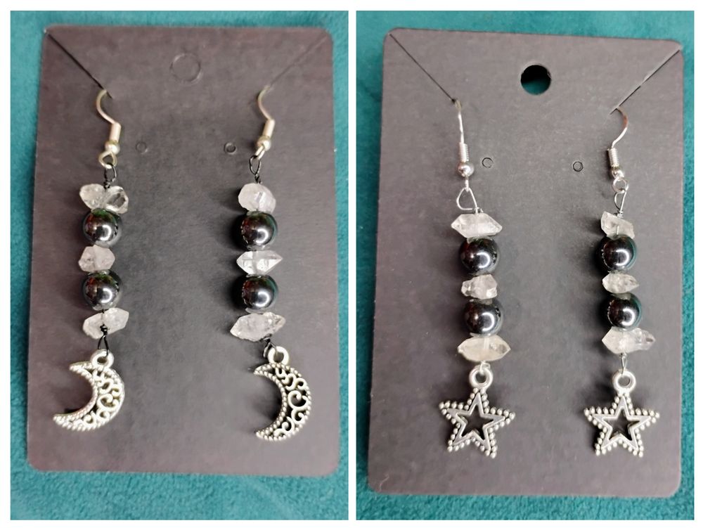 Hematite x Herkimer Earrings